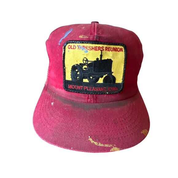 Vintage Old Threshers Reunion Iowa Tractor USA Made Legend Red Trucker Hat - Picture 1 of 7